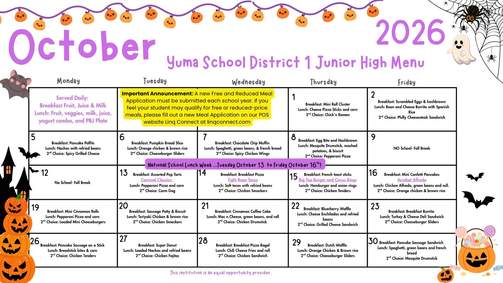 October Menus 