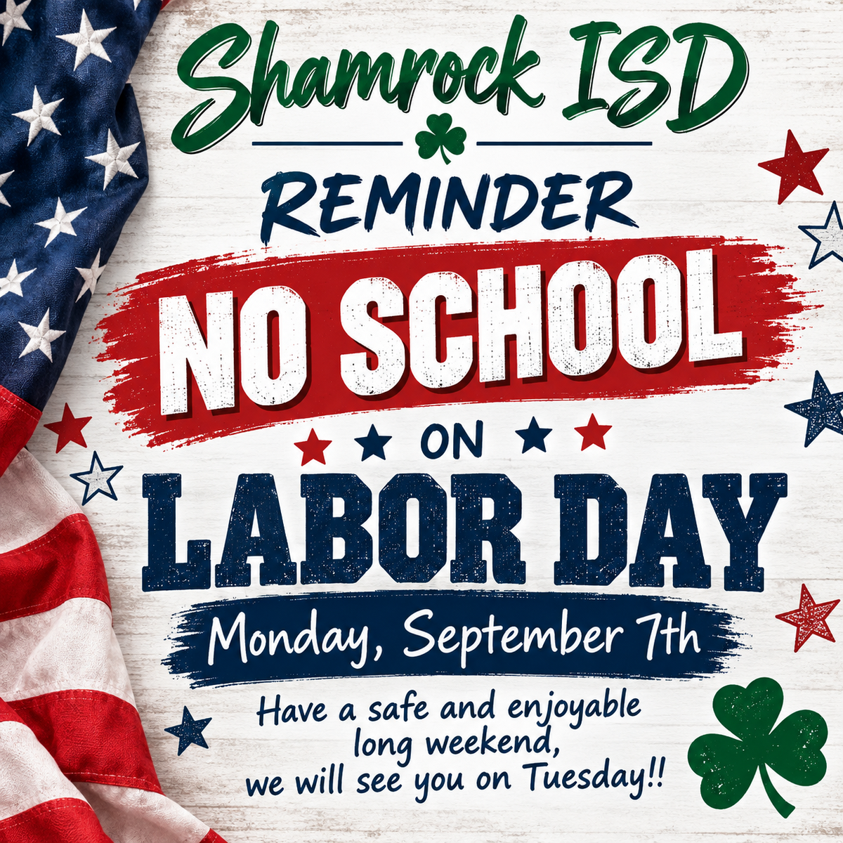 Reminder - No School