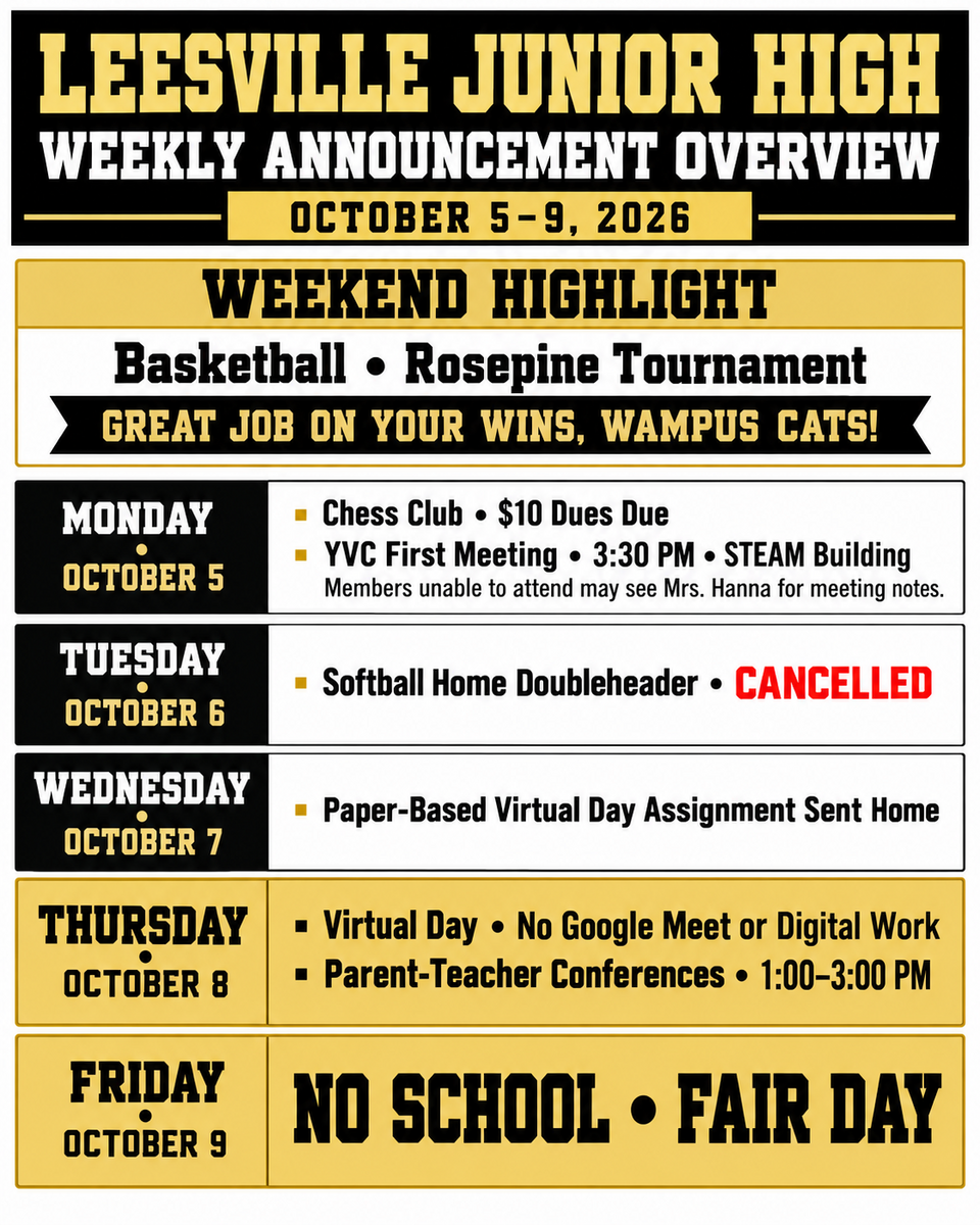 Here’s what’s happening at LJHS this week! 🖤💛