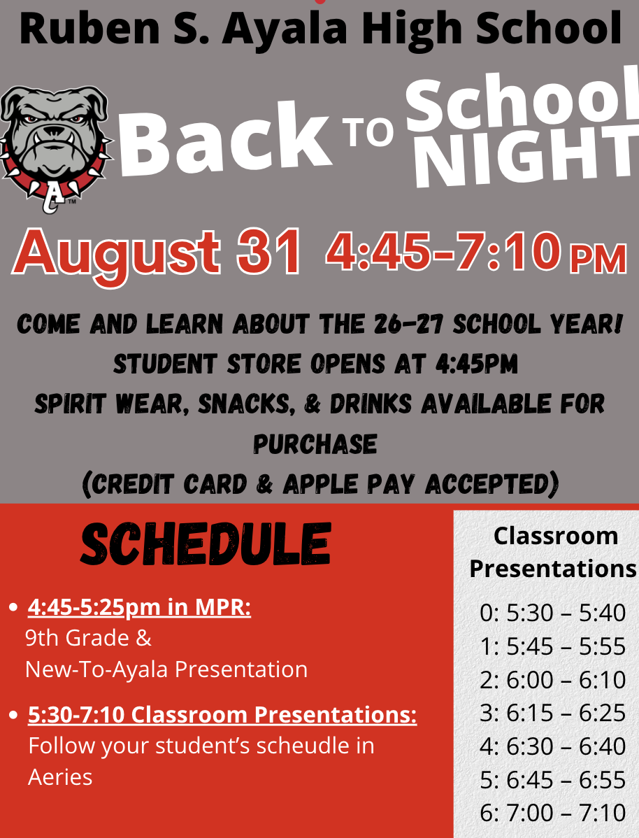 Back-to-School Night - Monday, August 31st