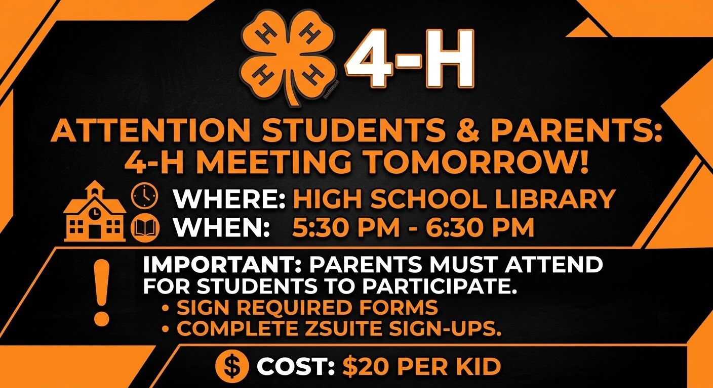 Reminder 4-h meeting tomorrow!