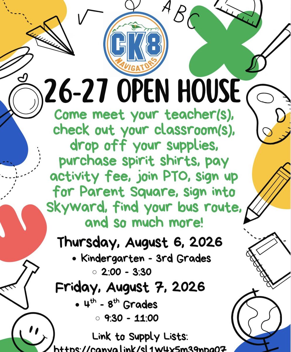 Open House Dates for 26-27 School Year 