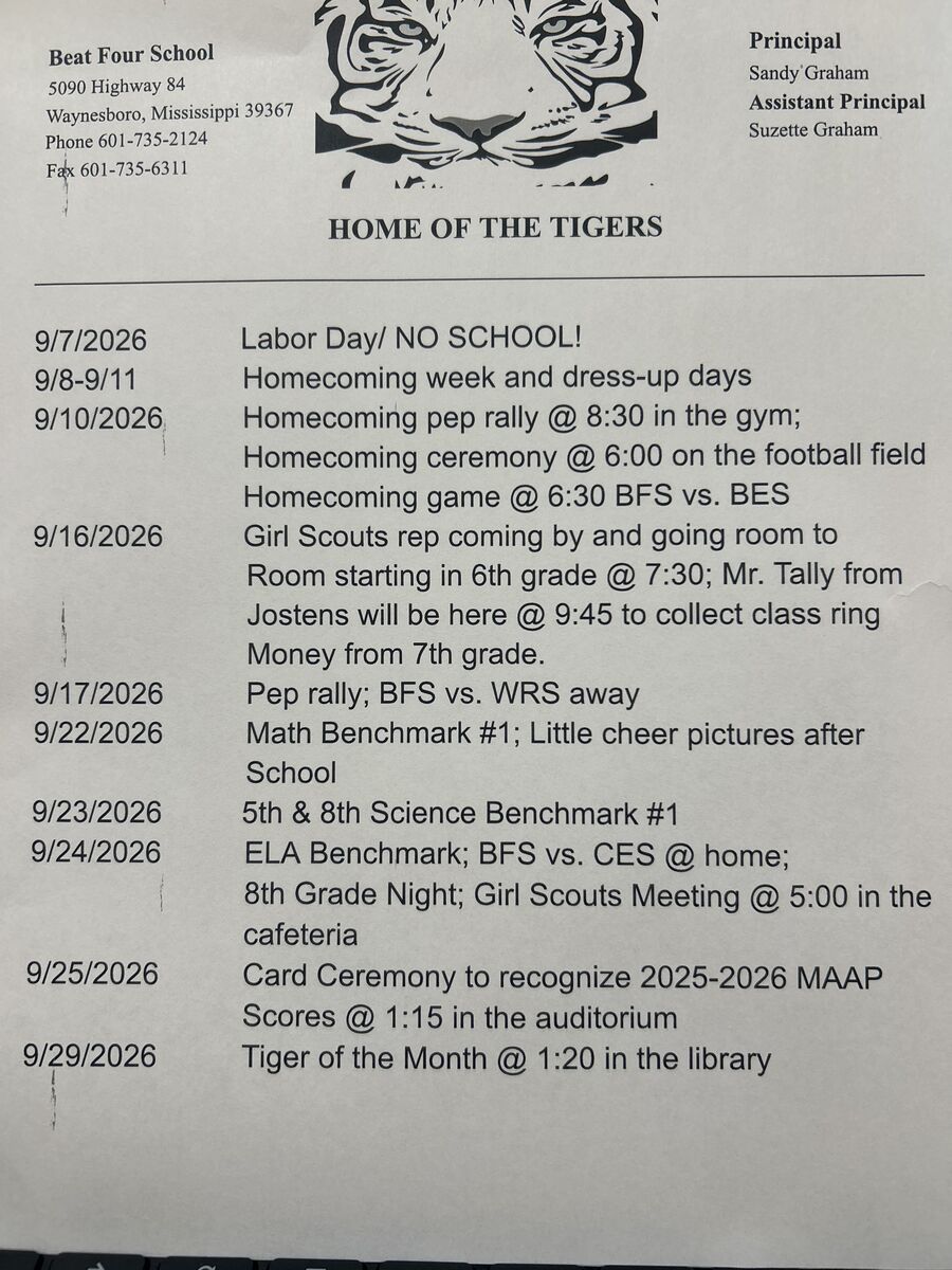 Sept. Important Dates 