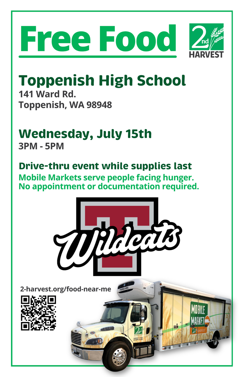 Free Mobile Market at Toppenish High School on July 15th from 3-5 PM!