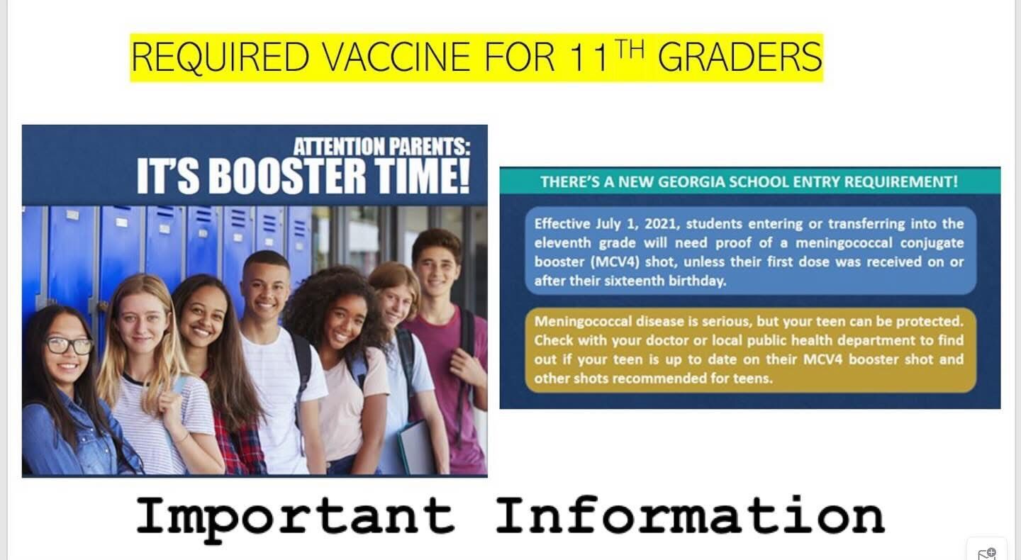 Juniors - get your required shots this summer! See pic 
