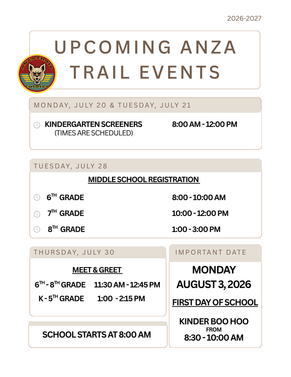 Upcoming Anza Trail Events