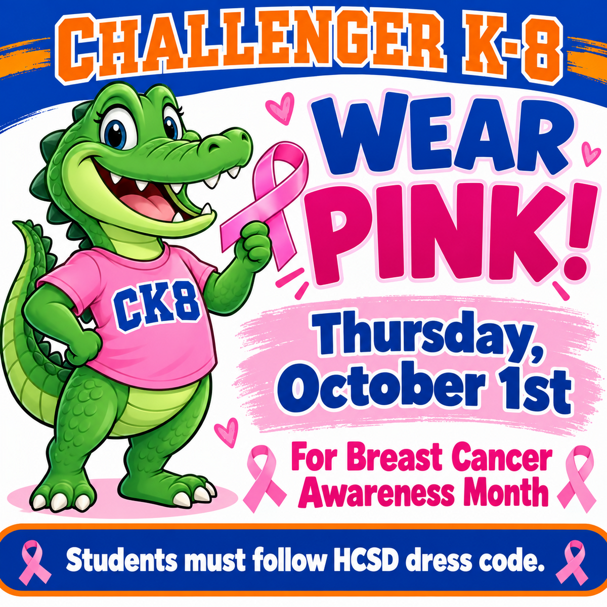 Wear PINK on Thursday, October 1st 
