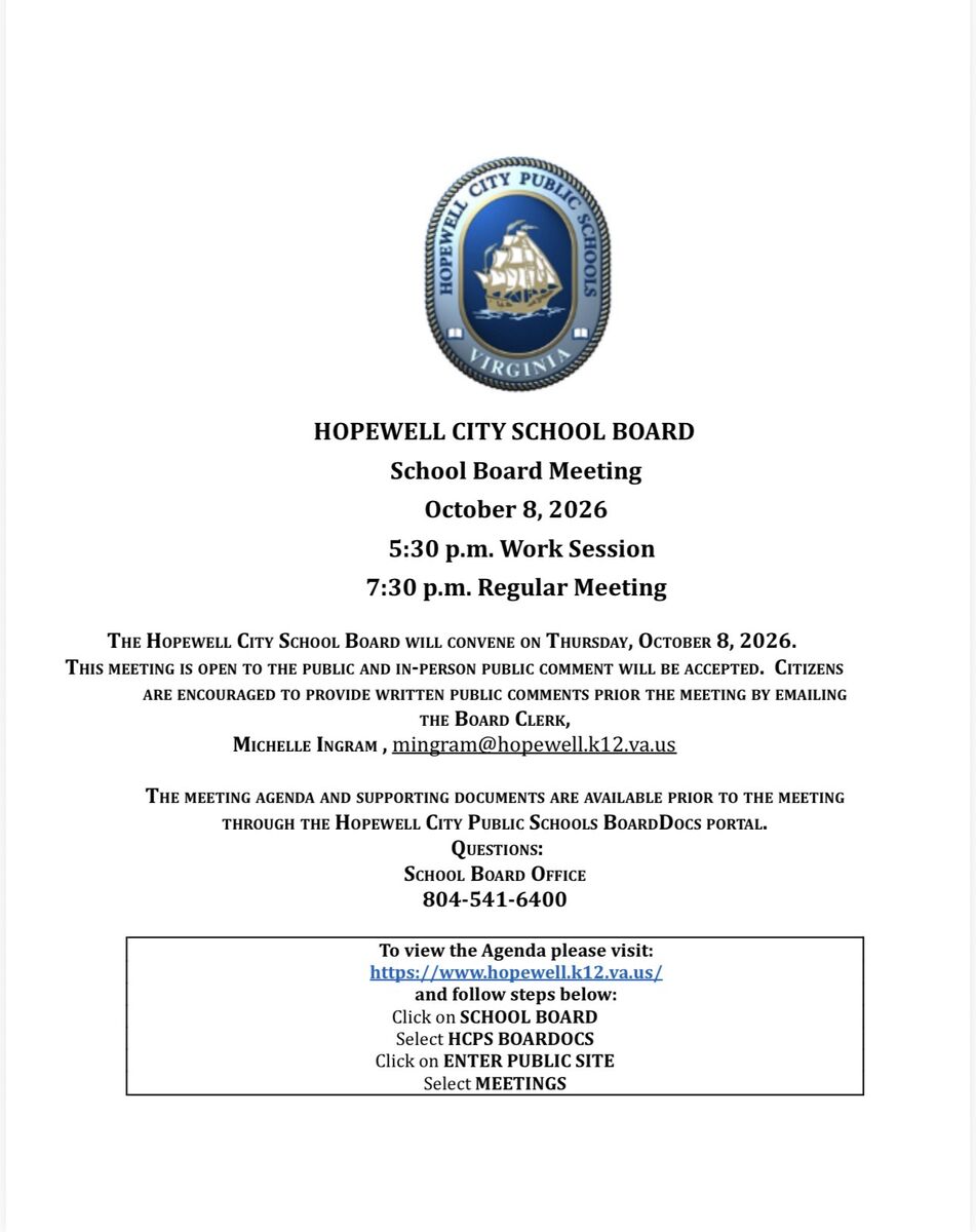 School Board Meeting Notice  