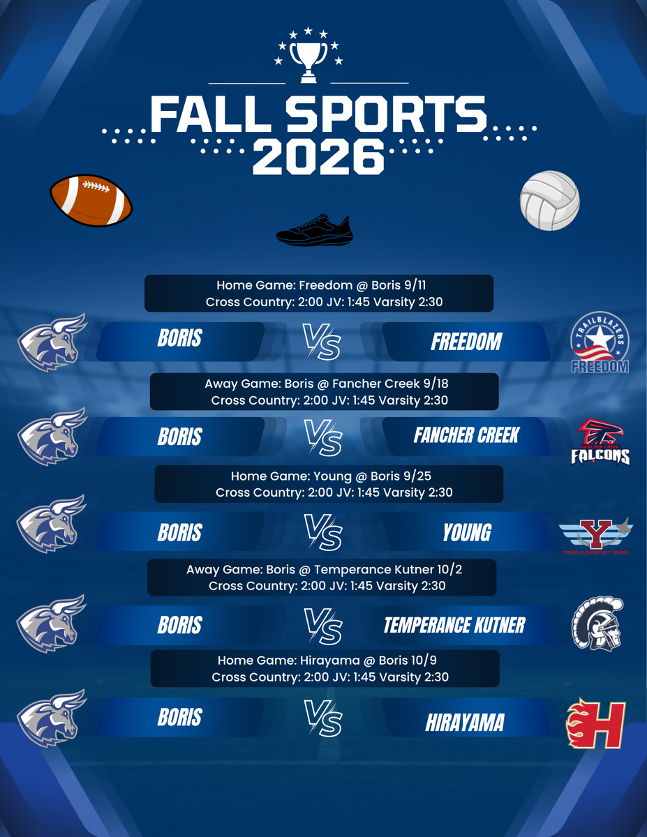 Fall Sports Schedule 2026