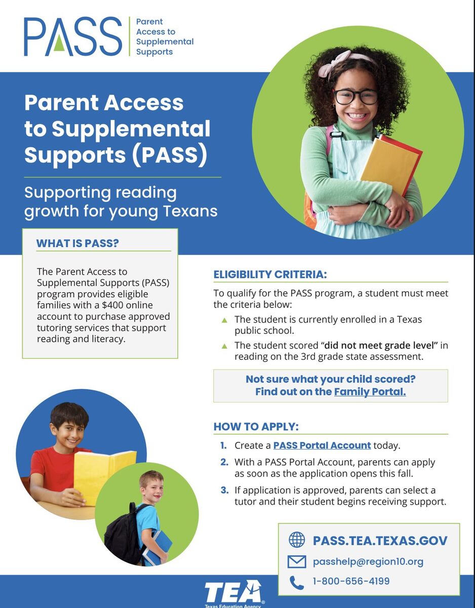 Does your child need tutoring? TEA is offering $400.00 to families for certain students to receive tutoring! Check it out!