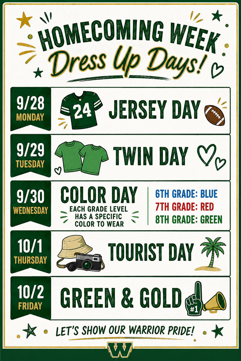 WMS Homecoming Dress Up Week Begins Monday!