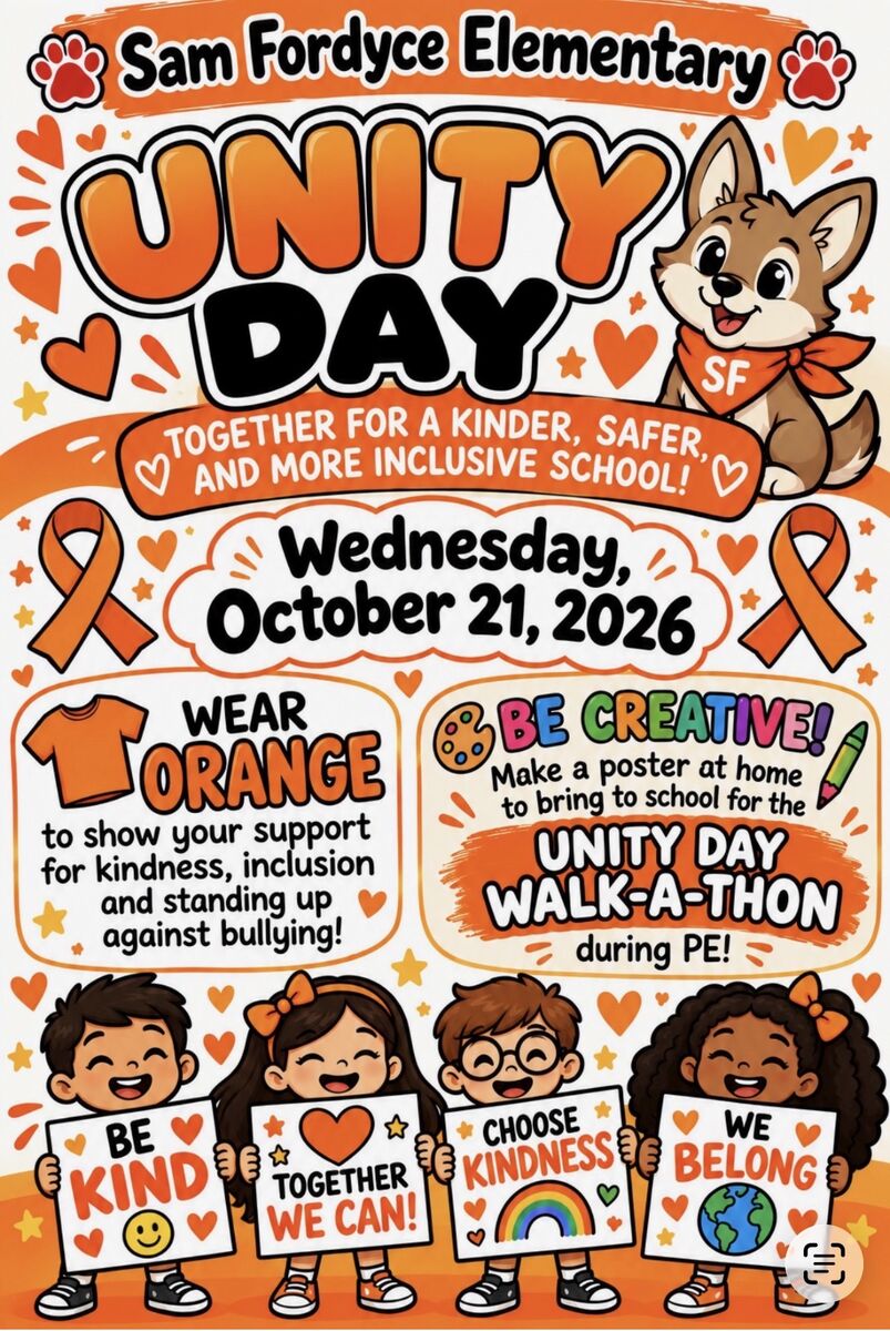 🧡🐾 United for Kindness: Unity Day at Sam Fordyce!