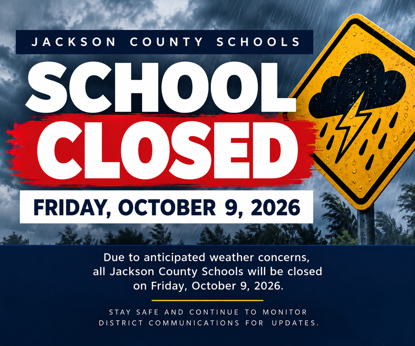 School Closure - Friday, October 9, 2026