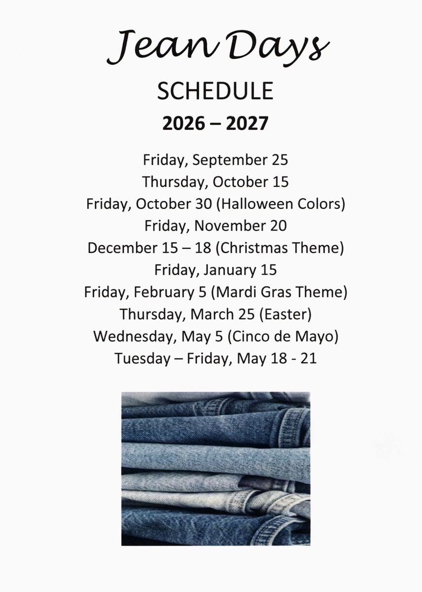 Please mark down these FREE Jeans Days for the year as per APSB 👖