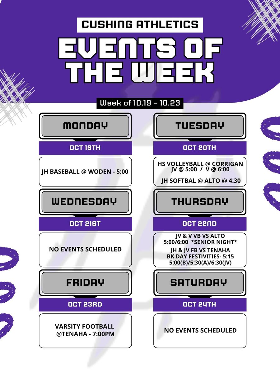 EVENTS OF THE WEEK 10.19 - 10.23
