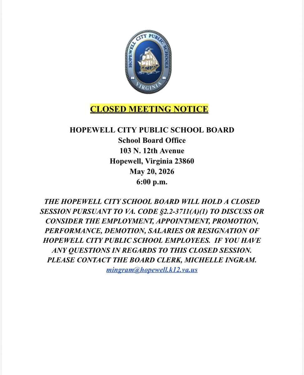 Closed School Board Meeting Notice 