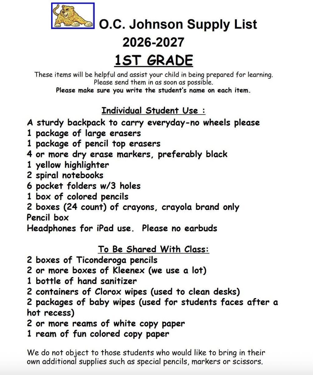 26/27 Supply Lists