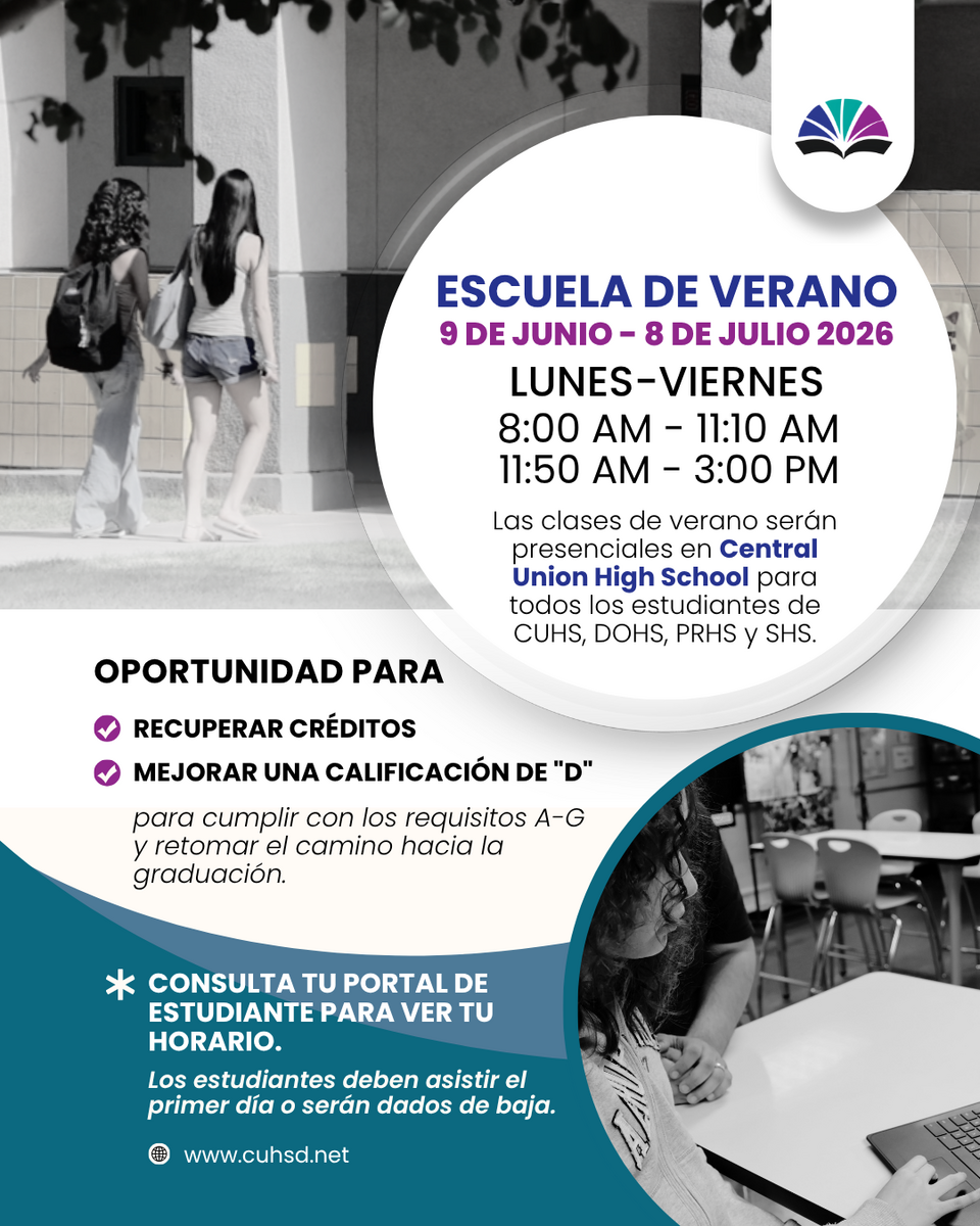 CUHSD Summer Session 2026 Parent Information