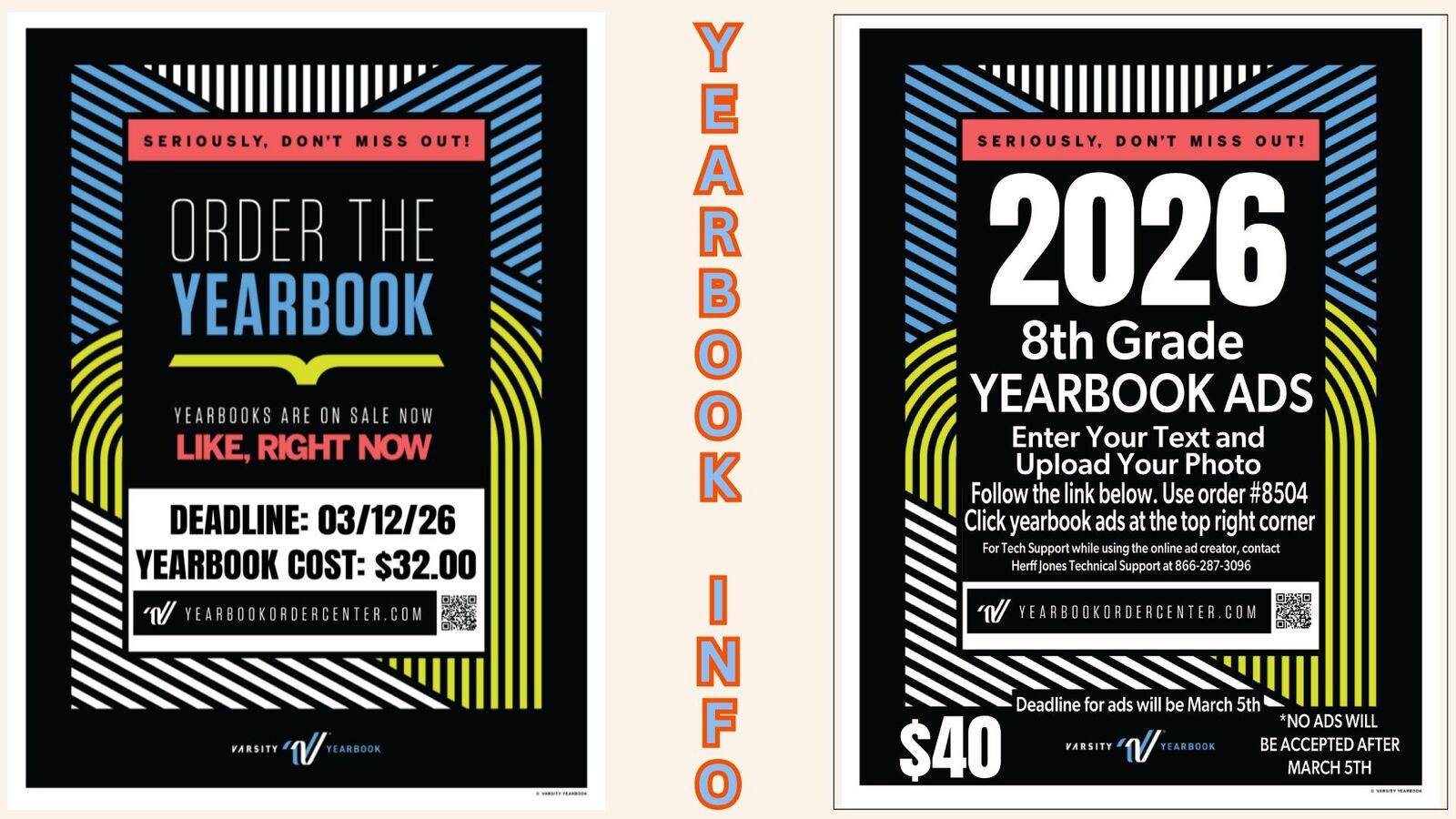Yearbooks, 8th Grade Ads and Spring Pictures 
