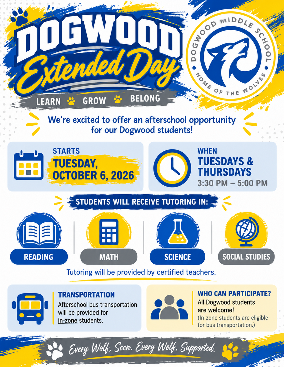 🐺 Dogwood Extended Day begins Tuesday, October 6!