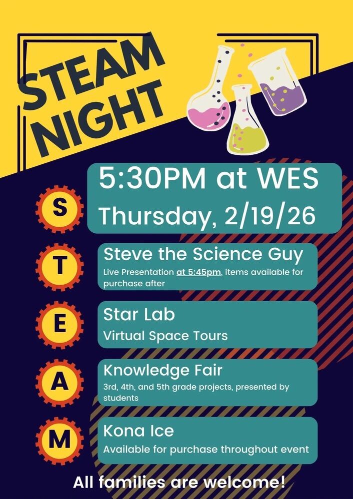 WES Family Night TONIGHT, Thursday 2/19 5:30-6:30