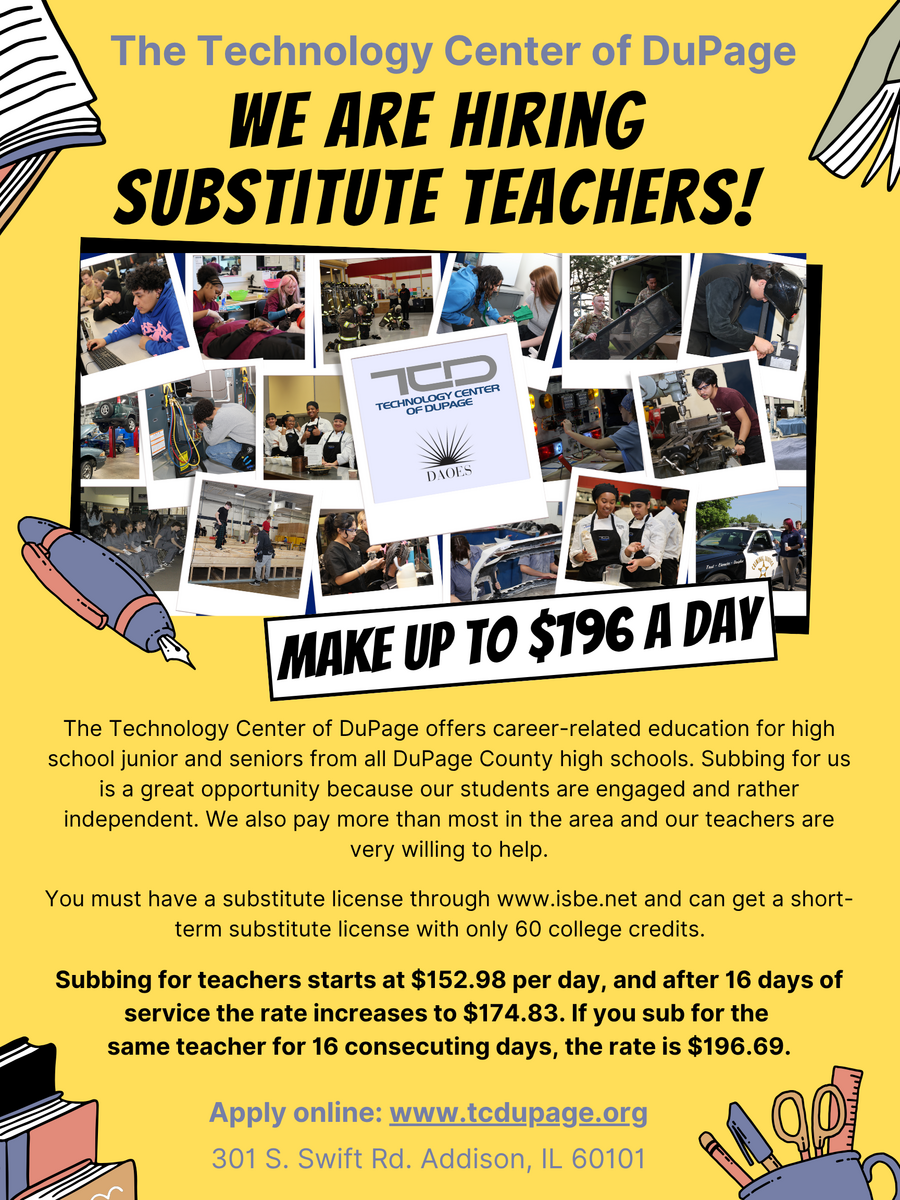 TCD is HIRING Subs