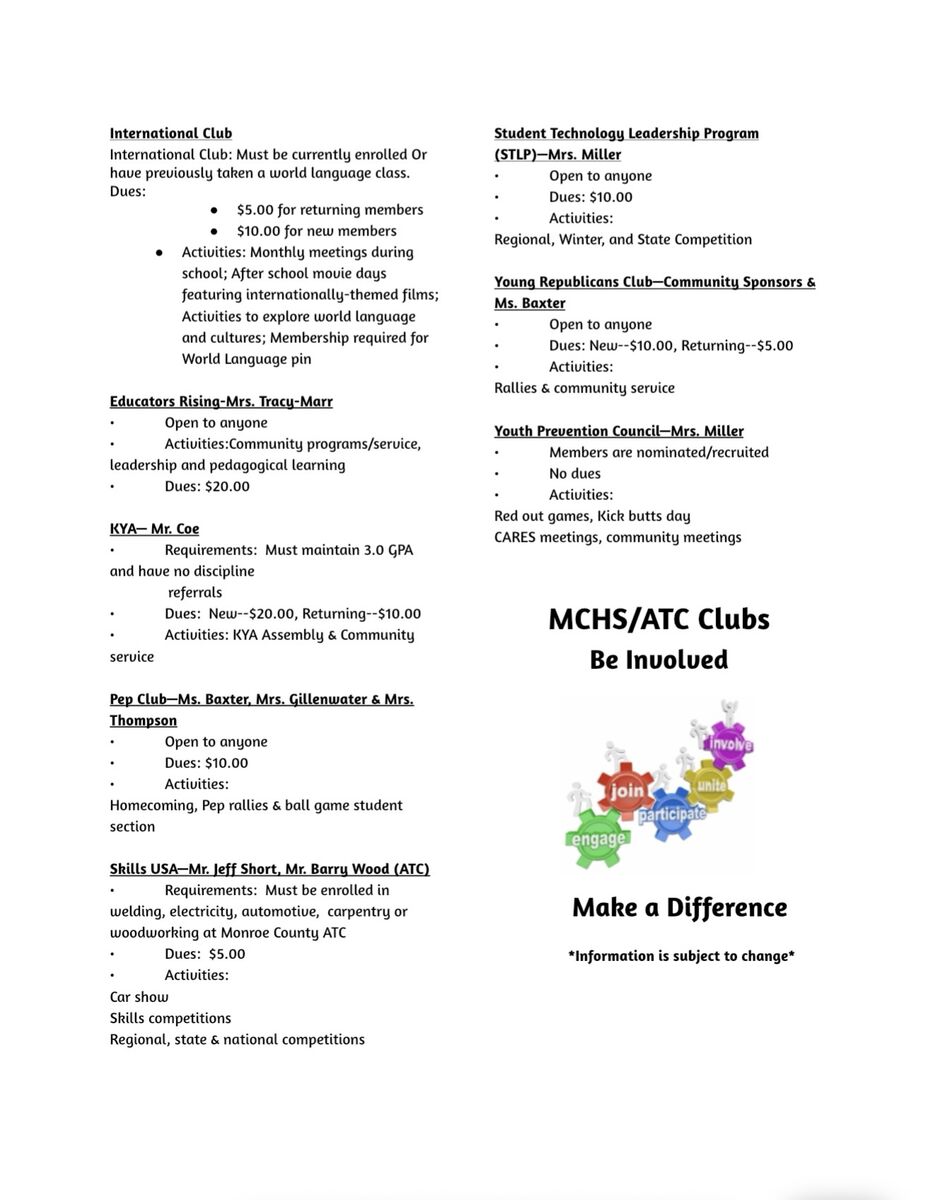 2026-27 MCHS CLUB BROCHURE 
