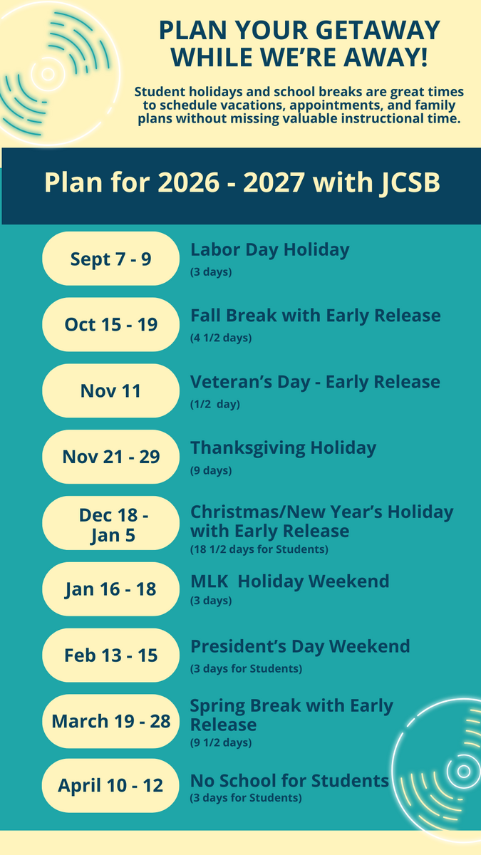Plan your getaway while we're away! 