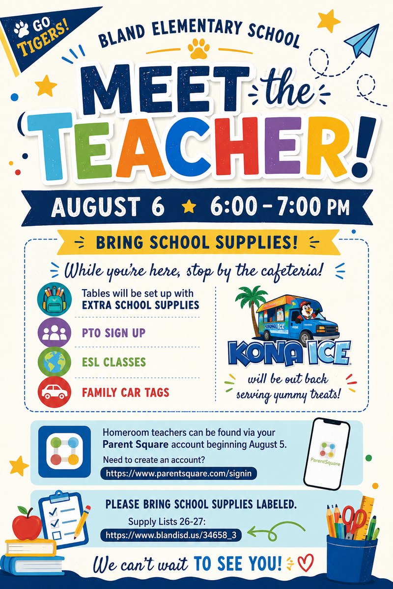 Bland Elementary Meet the Teacher Night