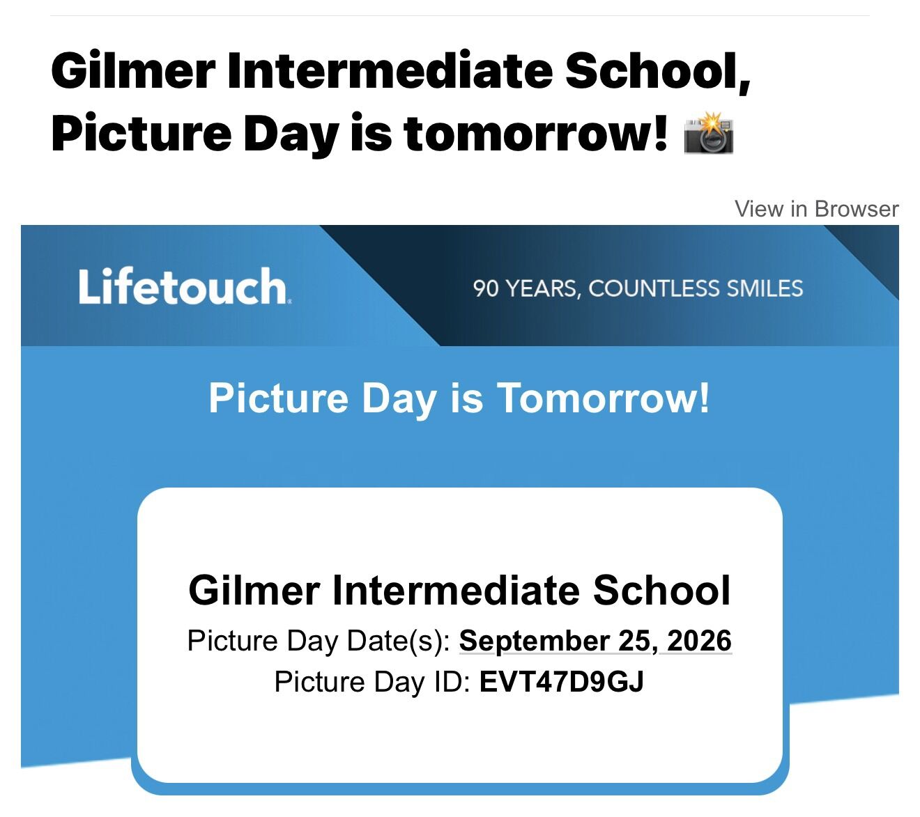 Picture Day is Tomorrow!