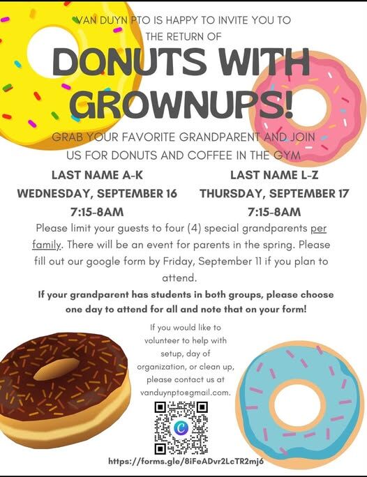 Reminder! Donuts with Grownups (Van Duyn PTO)