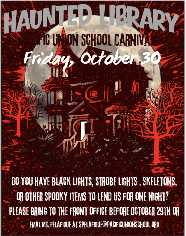 Needed items for Haunted Library-carnival