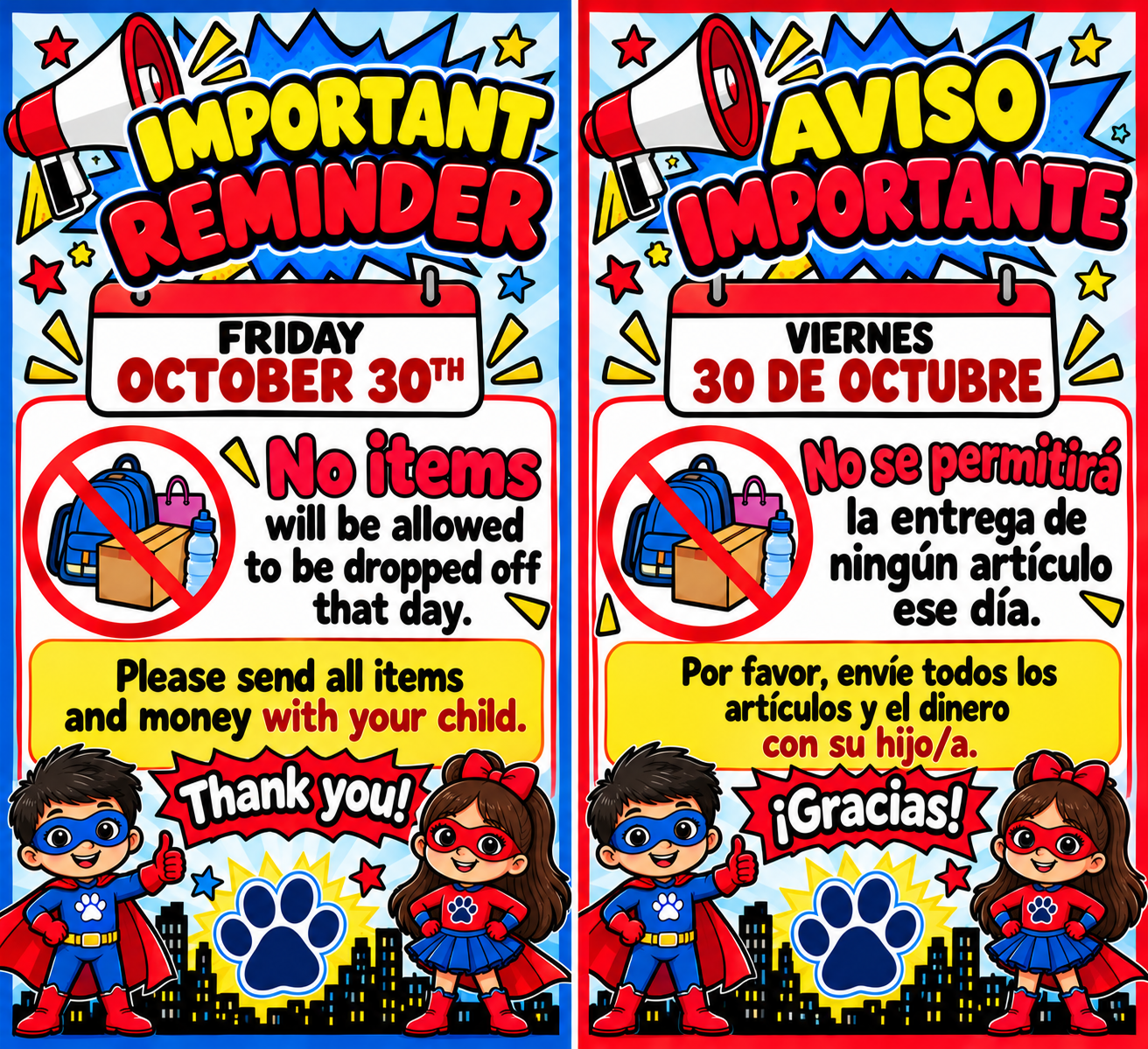 📢 IMPORTANT REMINDER / AVISO IMPORTANTE 📢