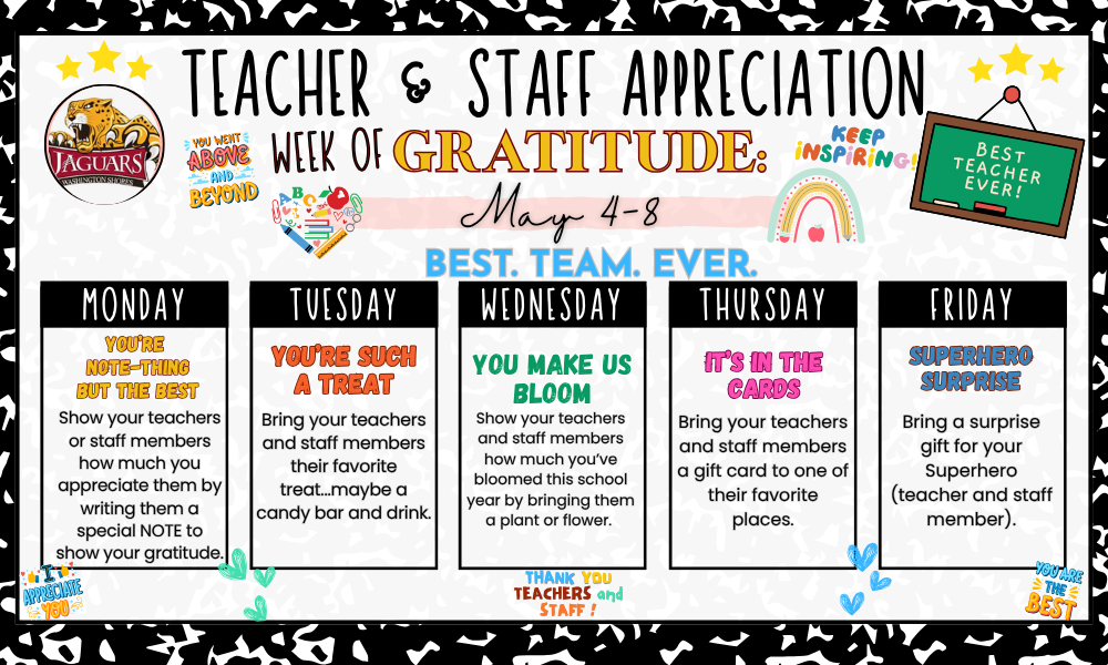 Join Us in Honoring Our Amazing Teachers & Staff May 4-8🥰