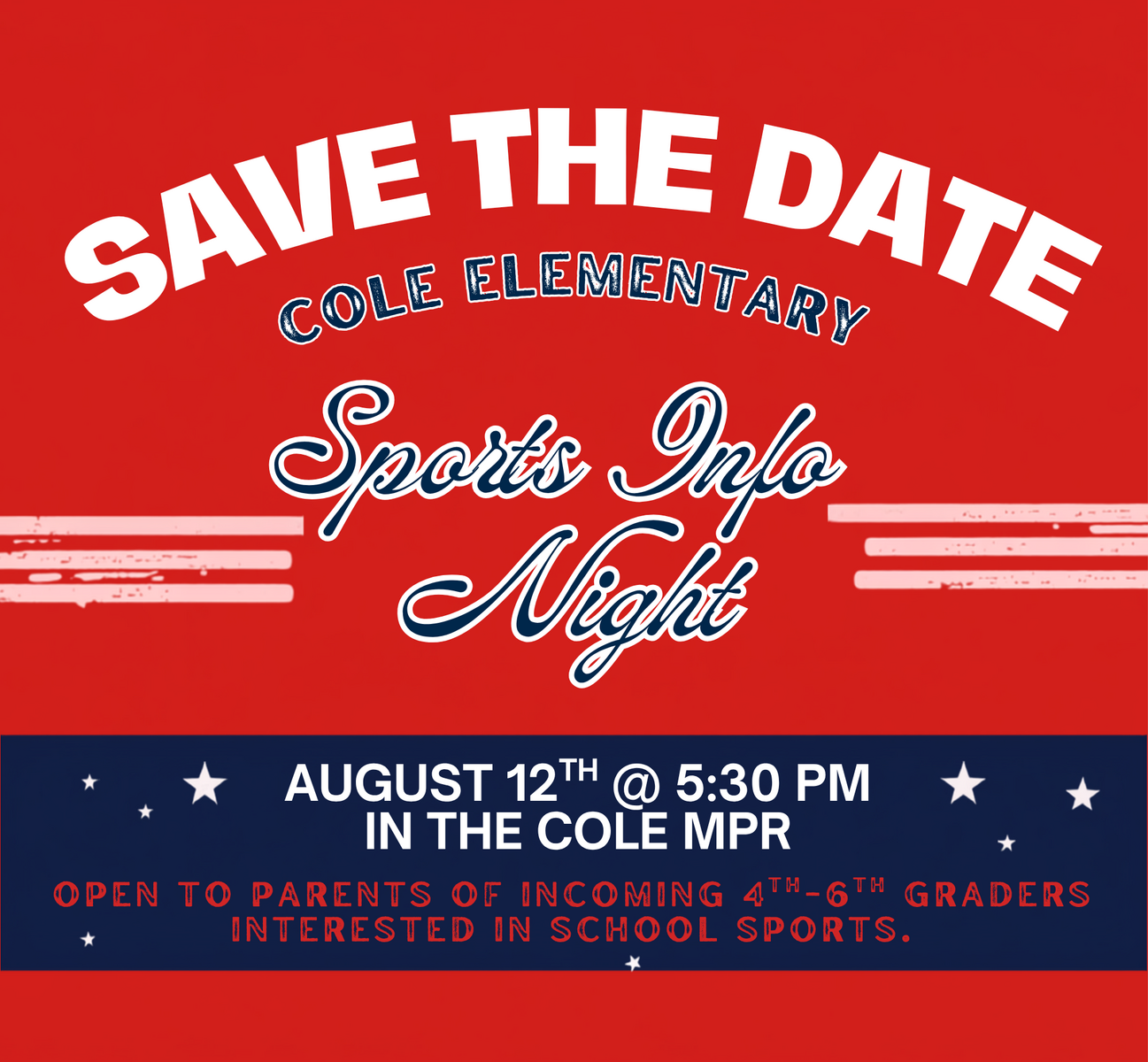 Sports Info Night- Wed. 8/12