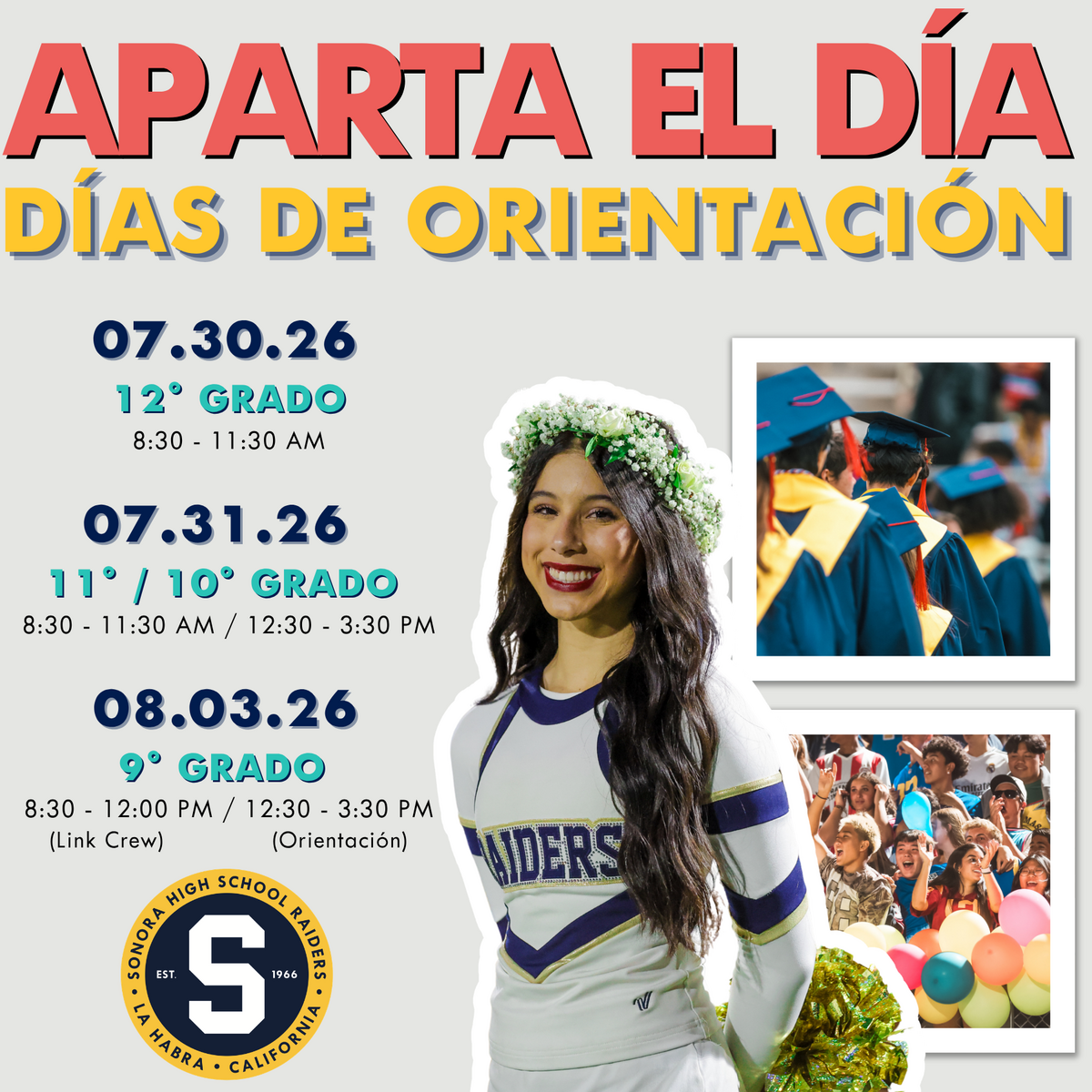 Welcome Back, Sonora Raiders! Orientation Information for the 2026–2027 School Year