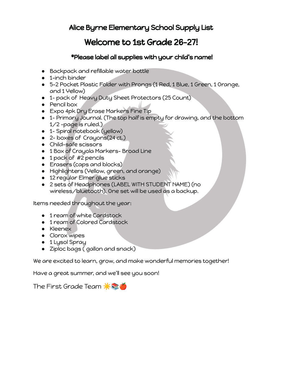 26/27 Supply Lists