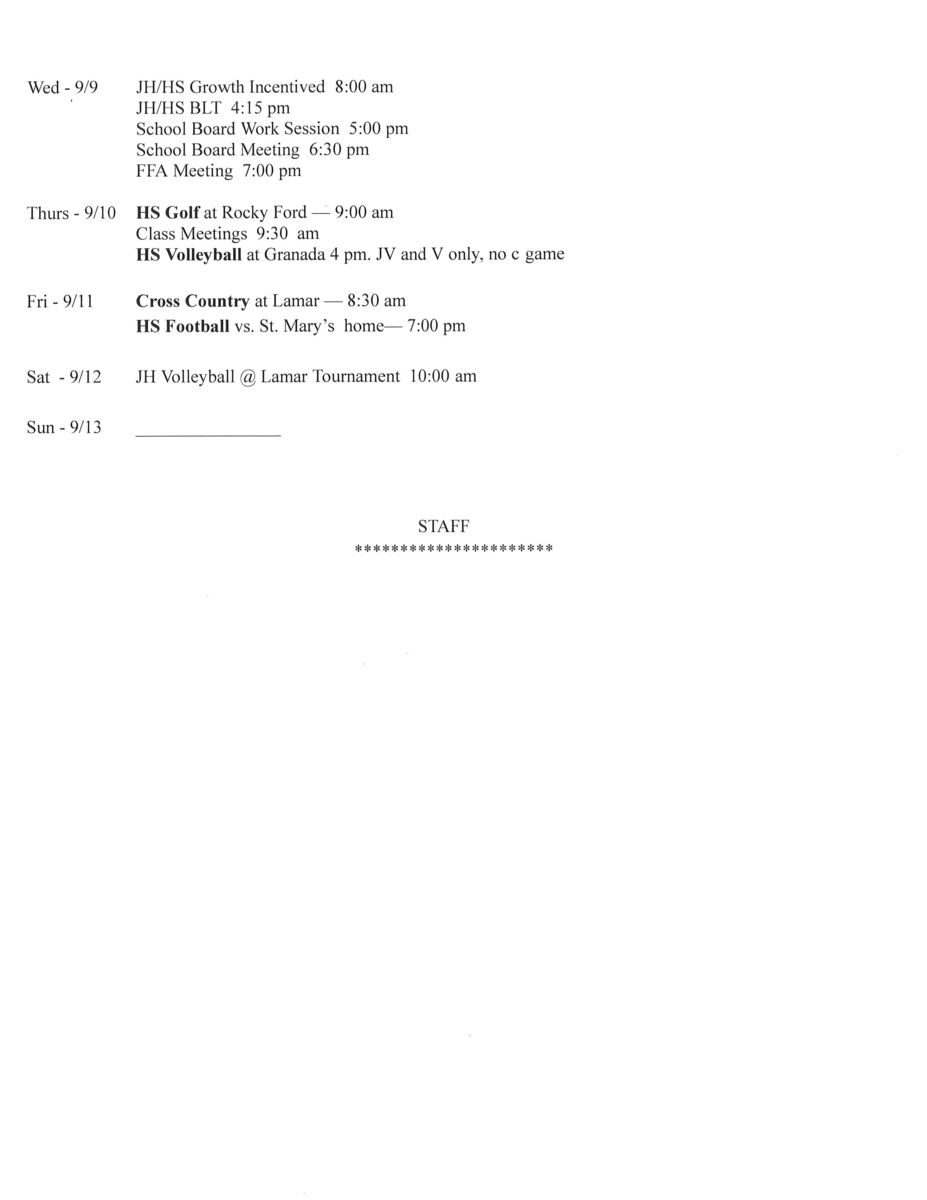 JH/HS Announcements 