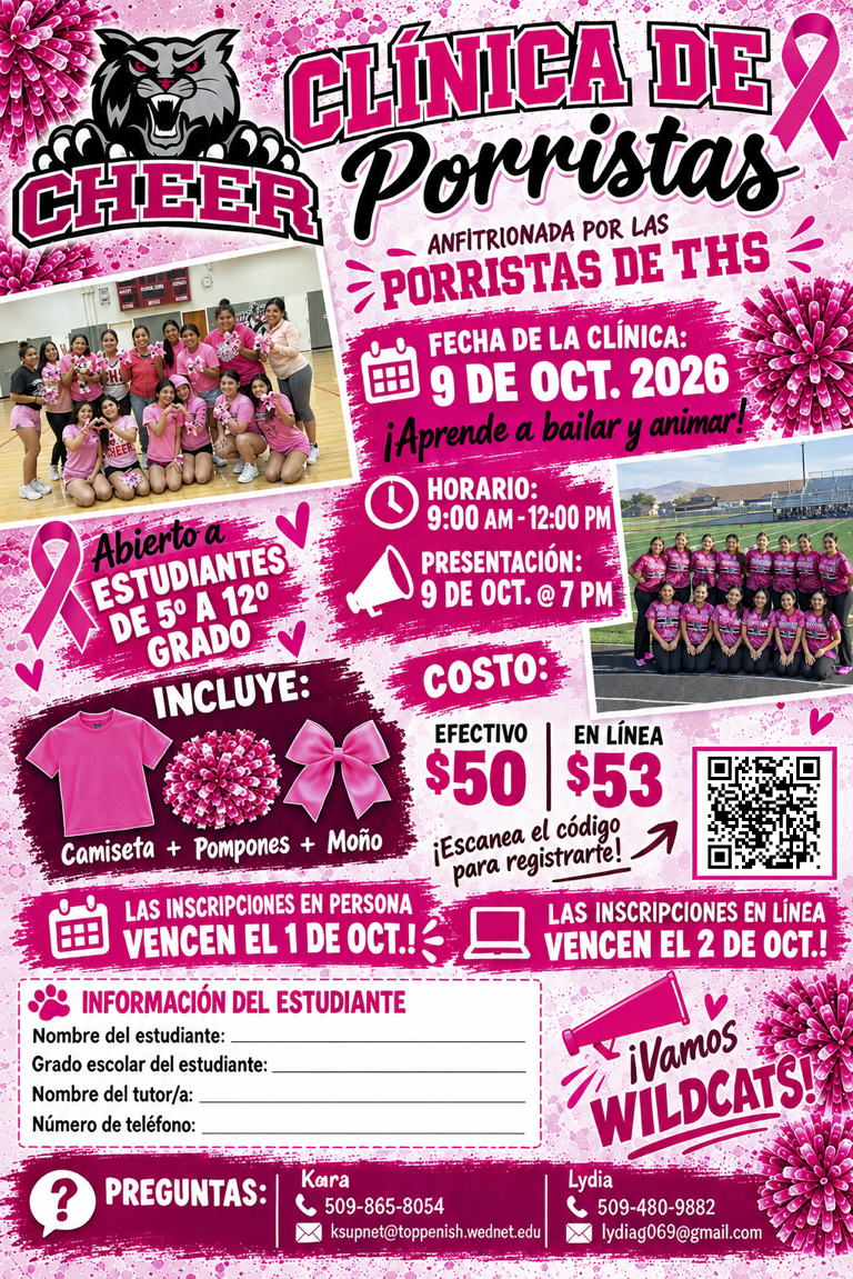 Register students for this year's Pink Out Cheer Camp! 