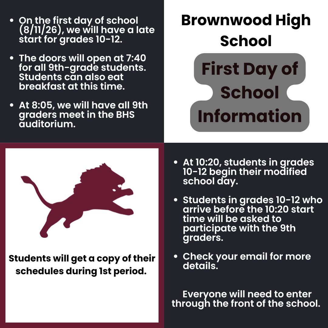 BHS First Day Schedule 