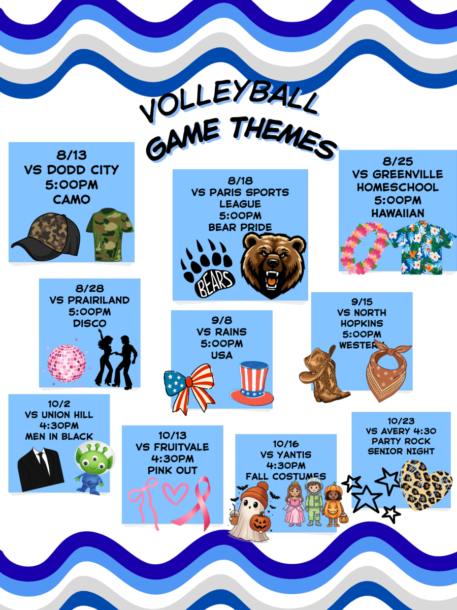 2026 Spirit Days for Volleyball Season 