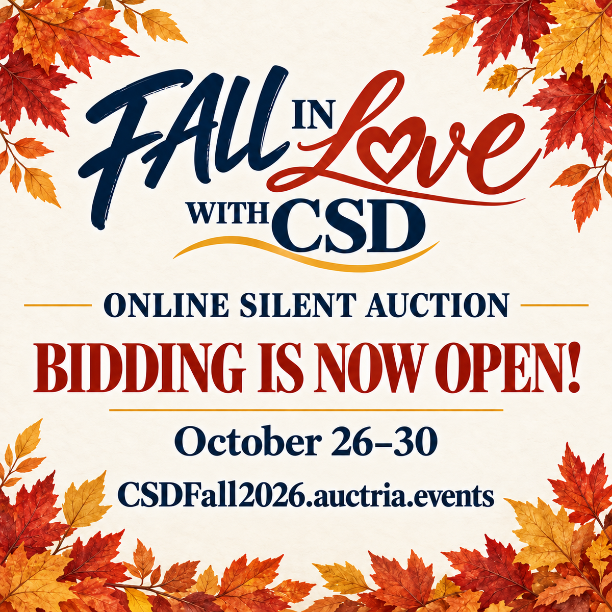 CSD’s Fall in Love Online Silent Auction is here! 