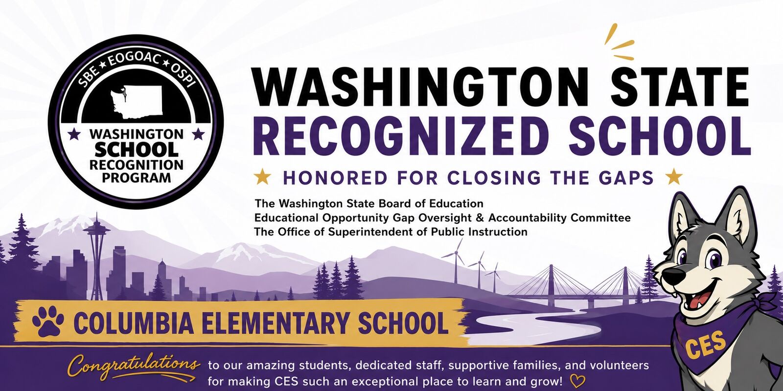 Congratulations Columbia Elementary School- Washington State Recognition