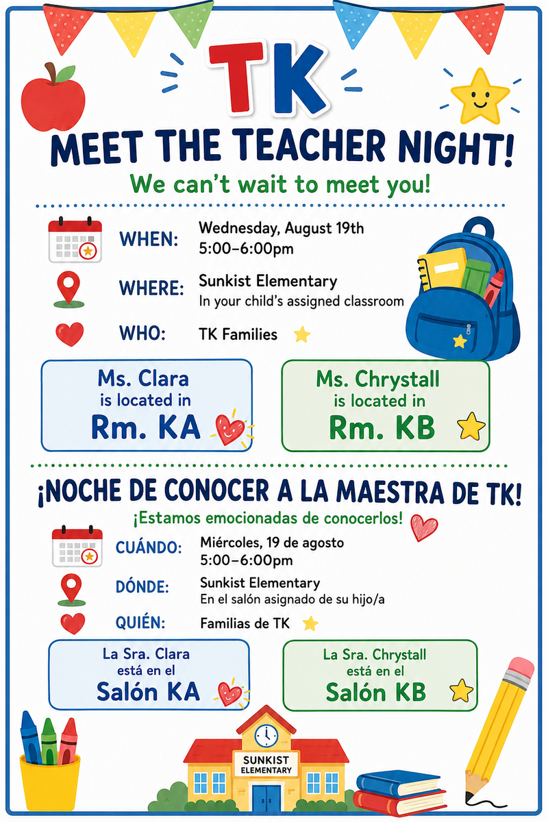TK Meet & Greet August 19 from 5-6 pm