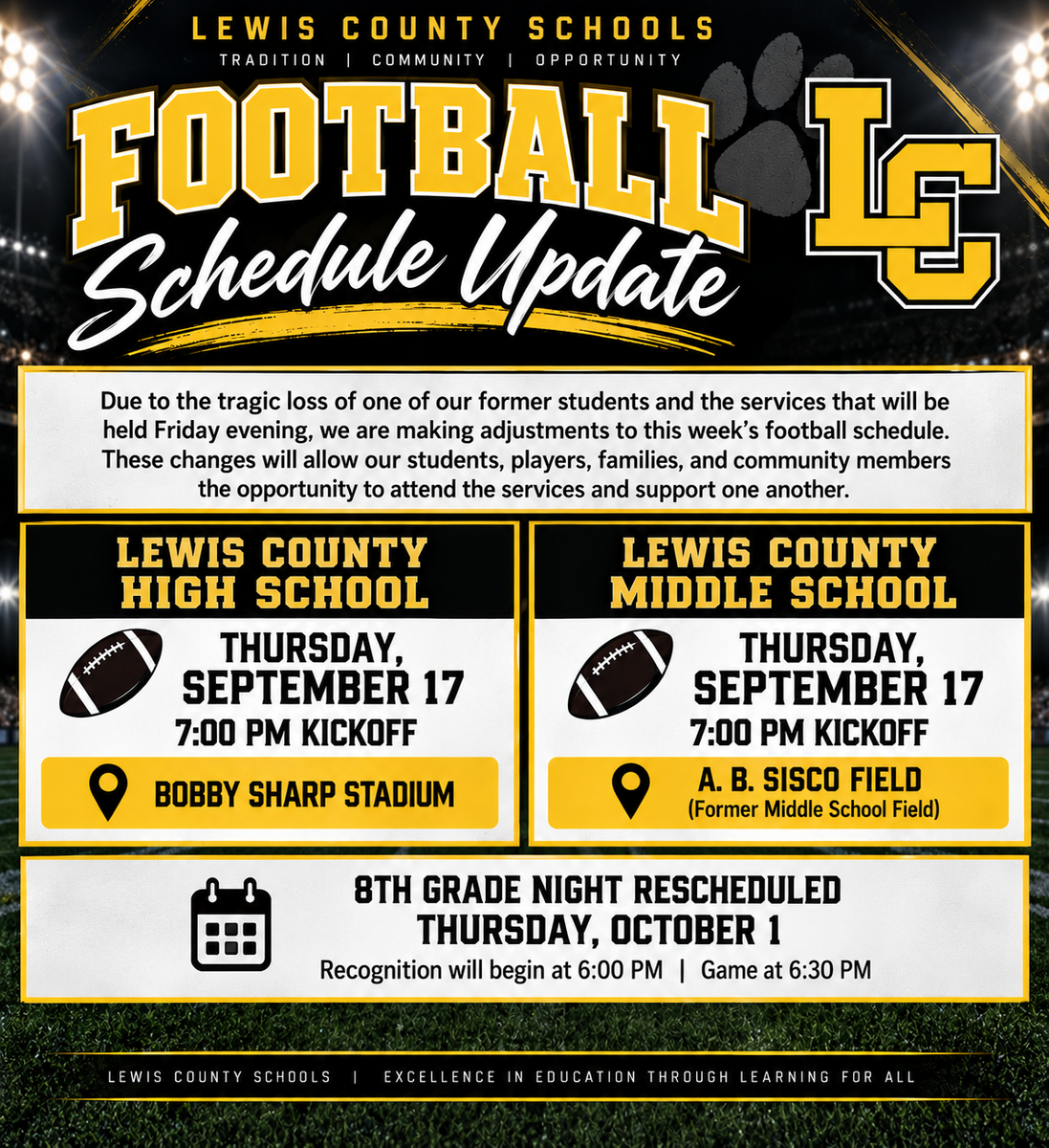 Football Schedule Update