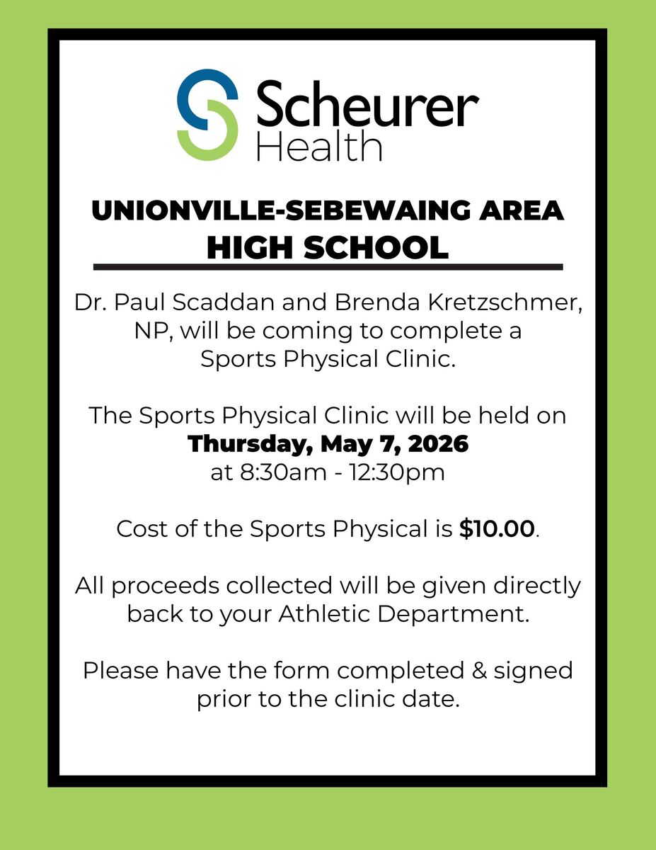USA Sports Physical with Scheurer Health-May 7th, 2026