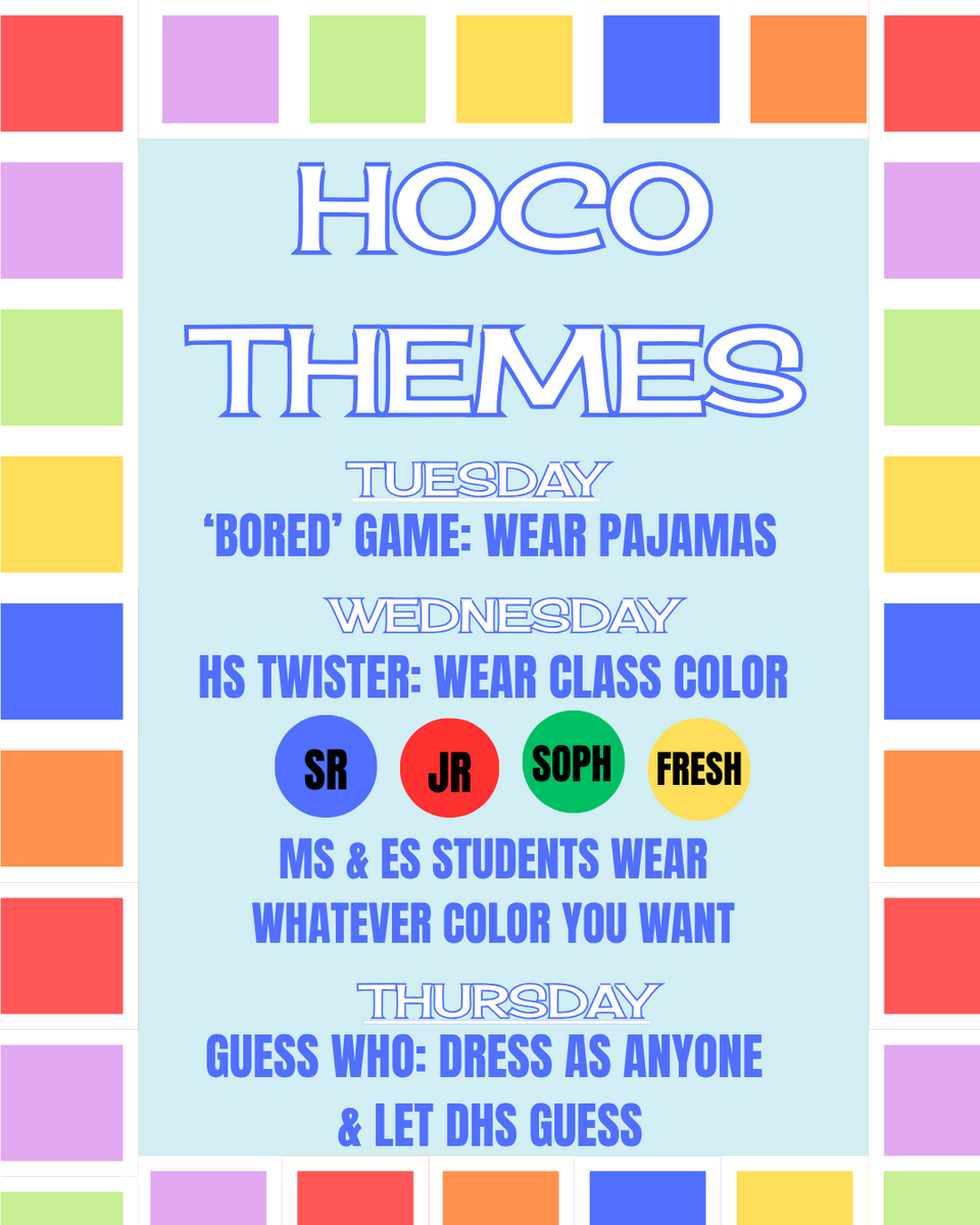 2026  HOCO DRESS-UP THEMES