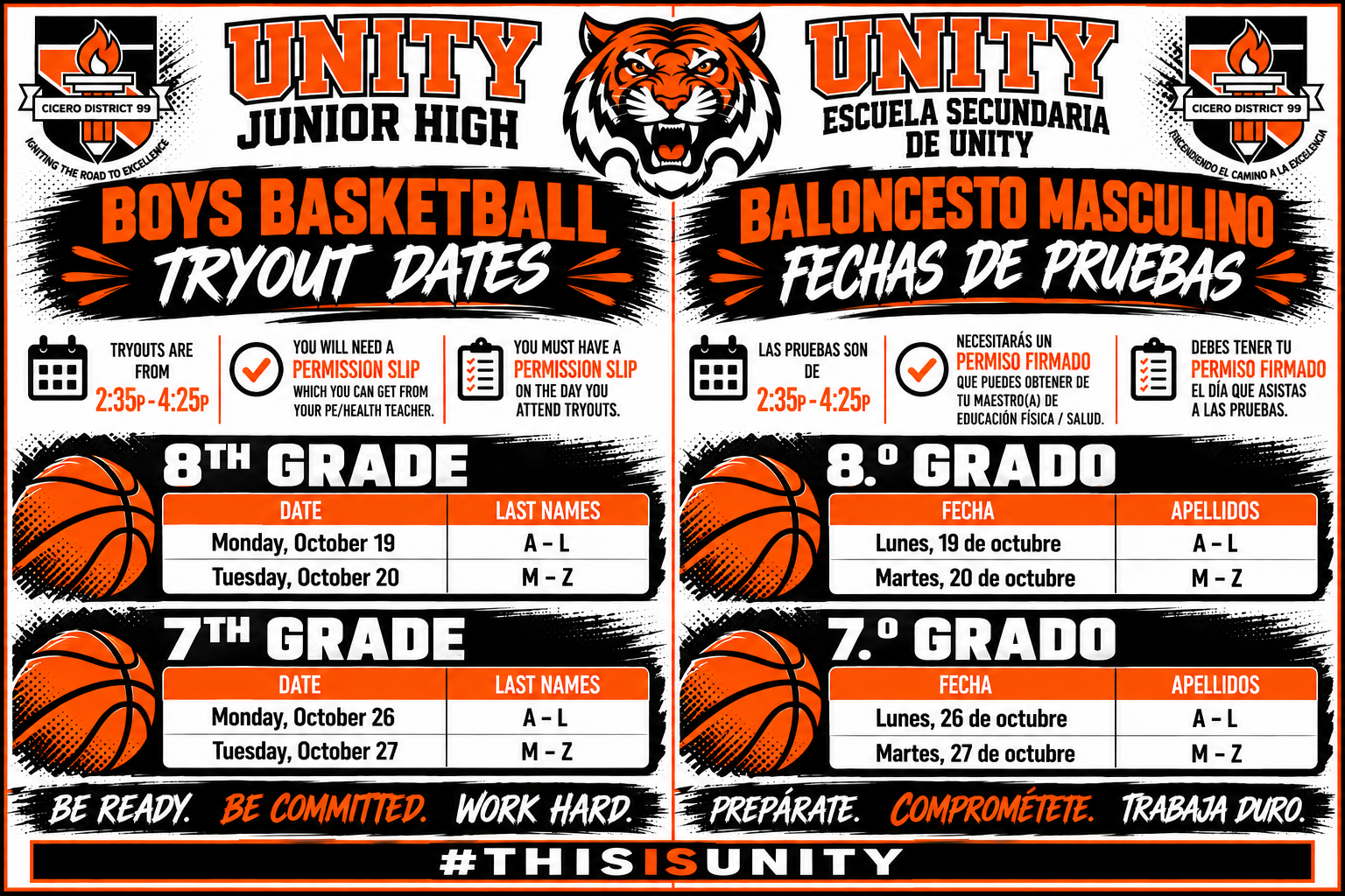 🏀 UNITY JR. HIGH BOYS... THE COURT IS CALLING. ARE YOU READY BASKETBALL TRYOUTS ARE HERE! 🐅