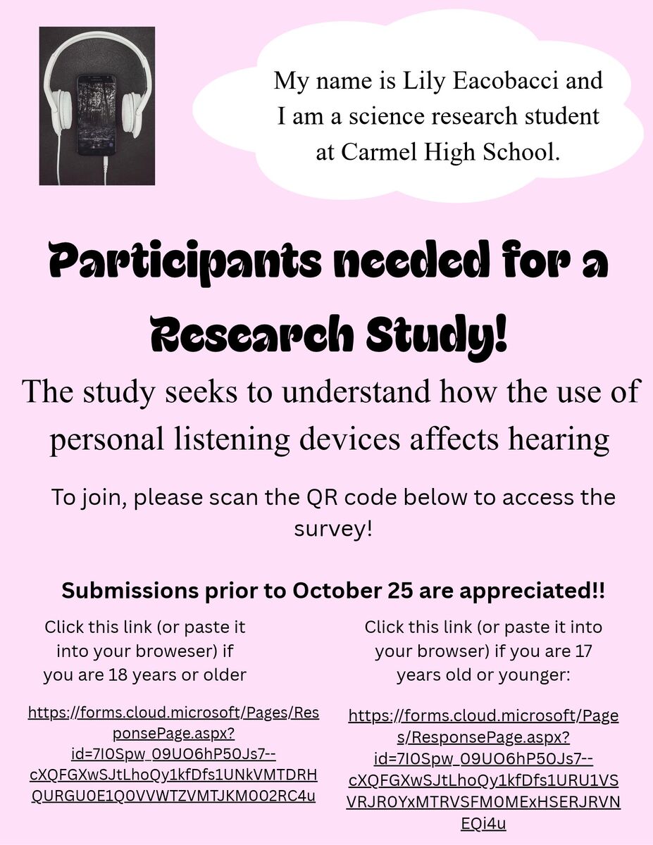 Seeking Participants for High School Research Study on Music & Hearing