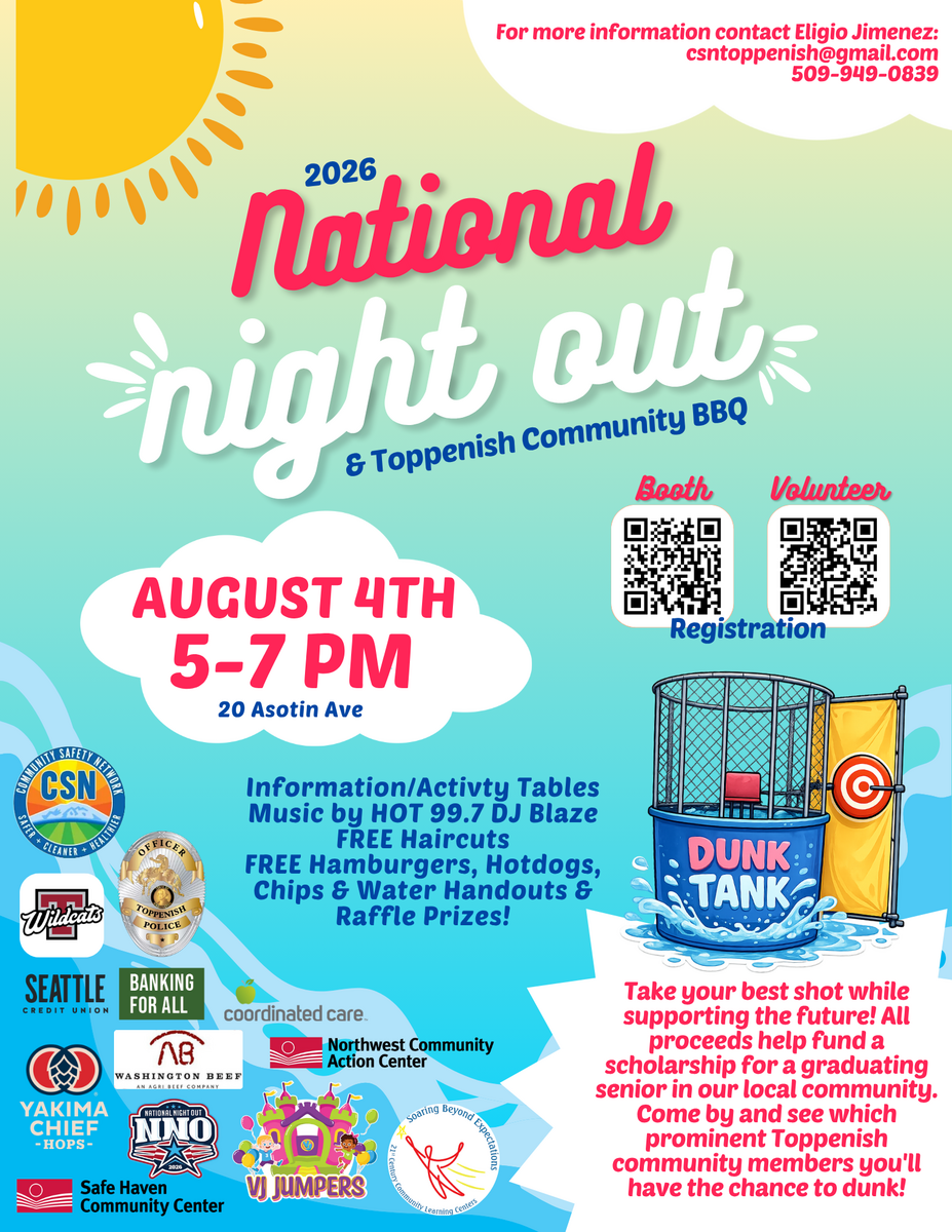 Join Us at Toppenish National Night Out tomorrow, August 4th!